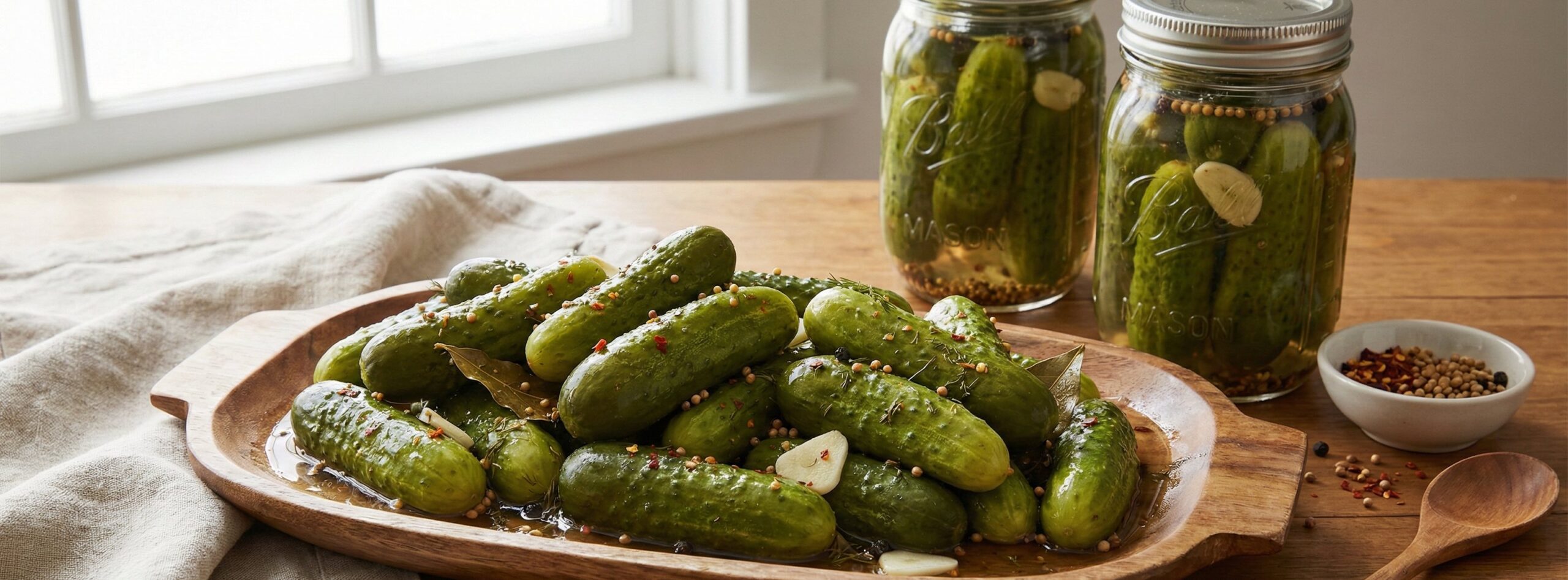 Pickled Dill & Garlic Cocktail Cucumbers