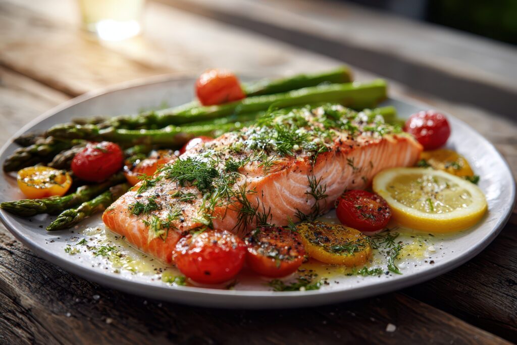 Seared Salmon with Cherry Tomatoes
