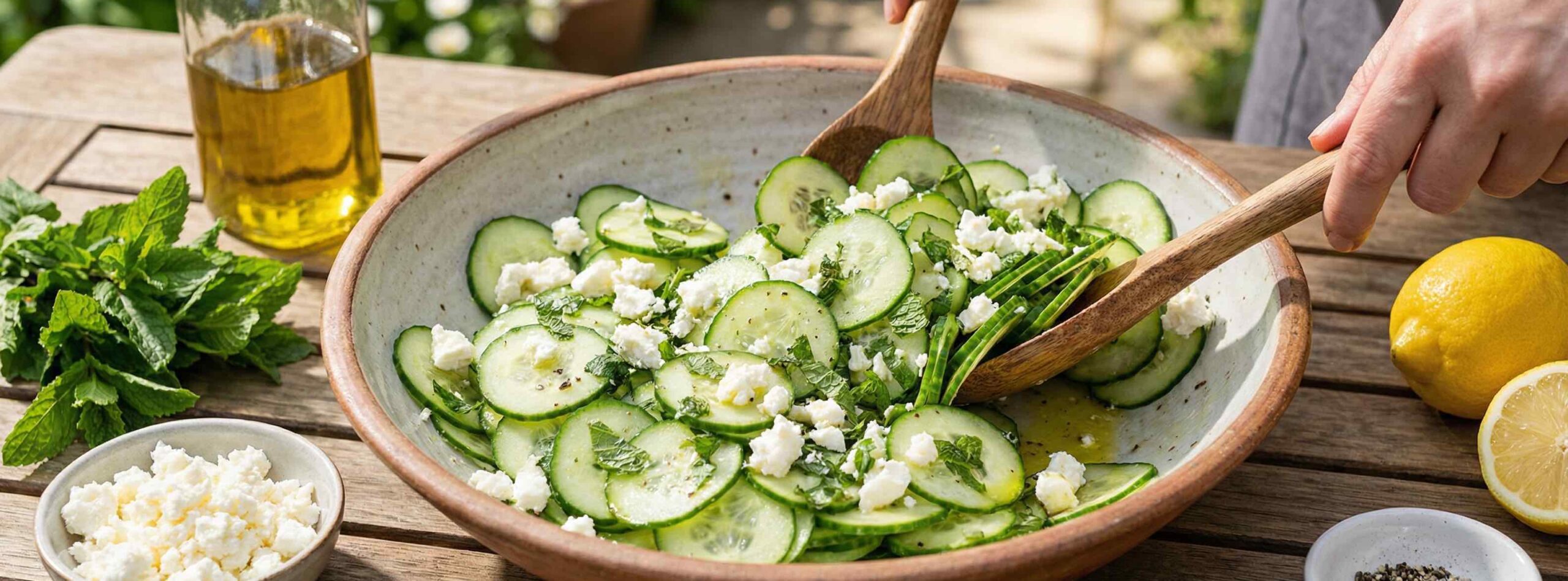 Cucumber Feta Cheese and Mint Salad