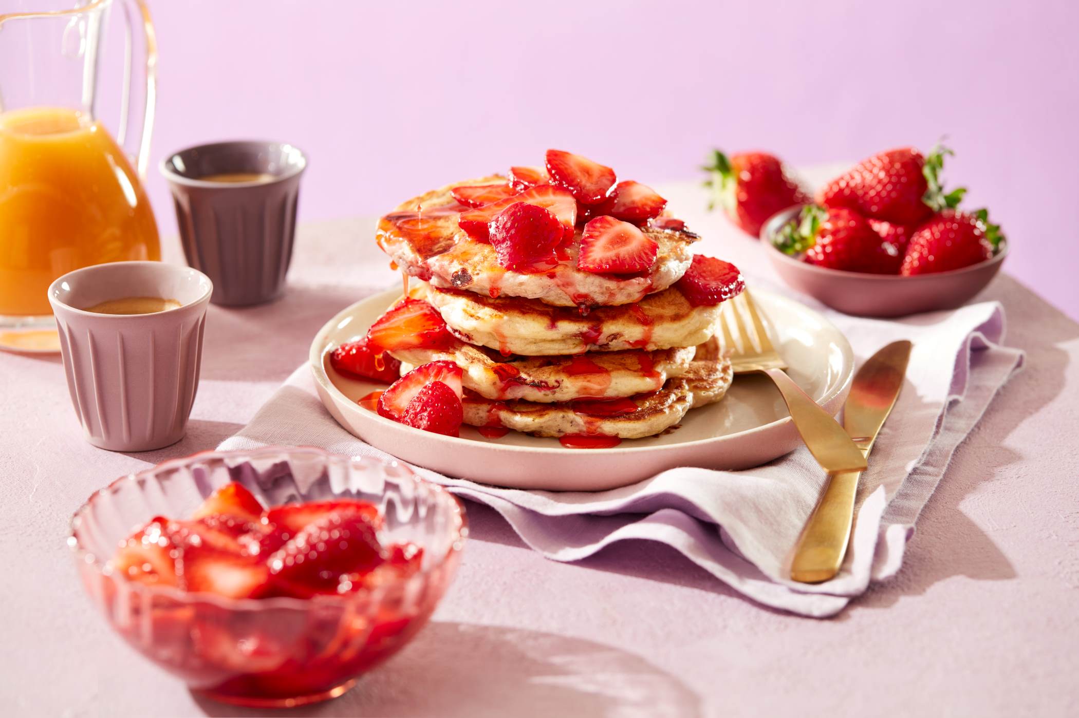 Strawberry Protein Pancakes