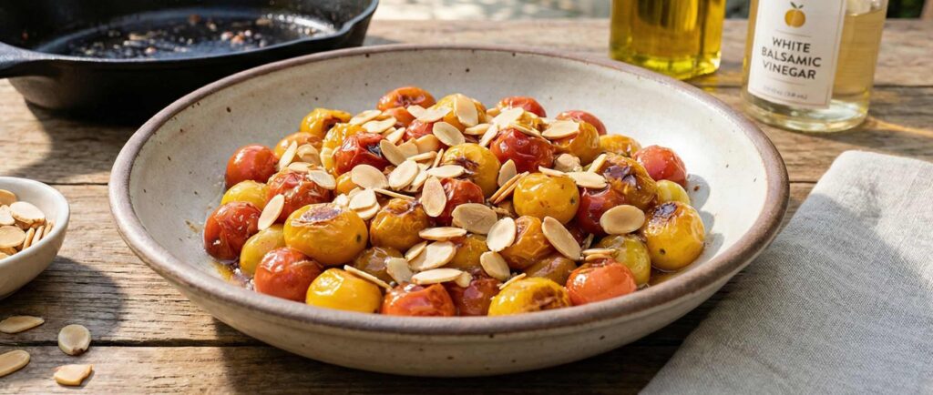 Pan Seared Grape Tomatoes & Toasted Almonds